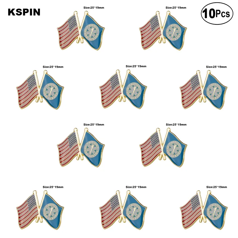 U.S.A & EMS Friendship Brooches Lapel Pin Flag badge Brooch Pins Badges 10Pcs a Lot