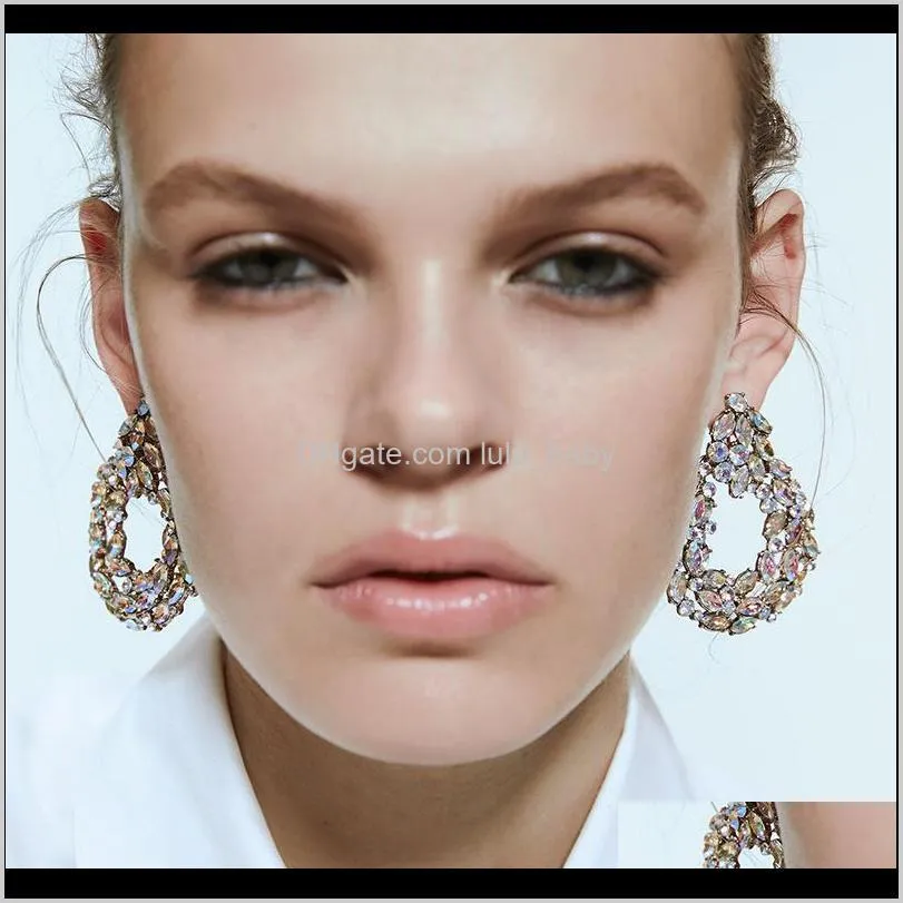Créateur de mode très scintillant exagéré coloré strass cristal géométrie pendentif boucles d'oreilles pour femmes filles Ndsit Fpx9B