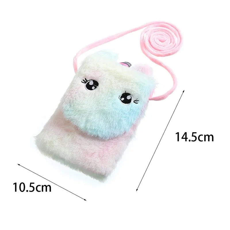 Children Toy Cartoon Rainbow Plush Shoulder Bag Gift Phone Coin Purse Educational Gadget for Kids Messenger Crossbody Organizer