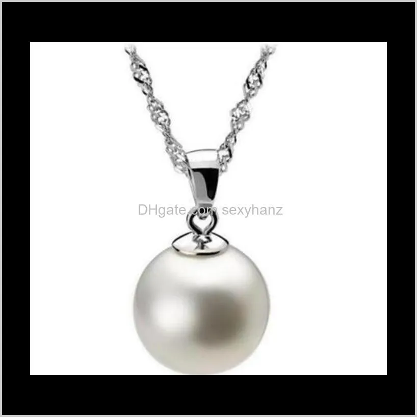 high quality 925 sterling silver 12mm pearl pendant necklace choker with chain fashion silver jewelry 