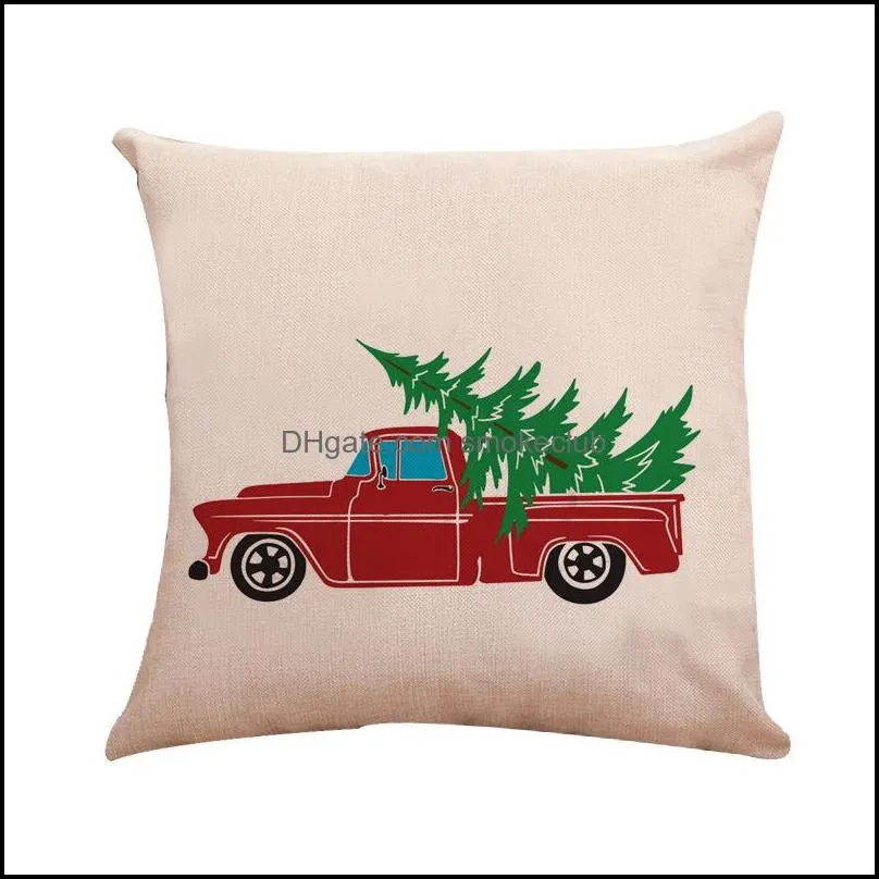 Red Truck xmas Decor Pillow Case Outdoor Christmas Throw Covers 45*45cm for Home Car Office