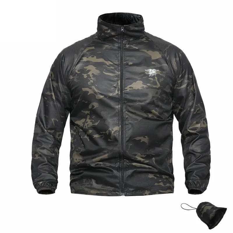 Jaqueta de Verão Homens Bombardeiro Camuflagem Selo Tático Pele Sunscreen À Prova D 'Água Comabt Camo Jaqueta Casaco Homens Outwear Windbreaker Masculino 210518