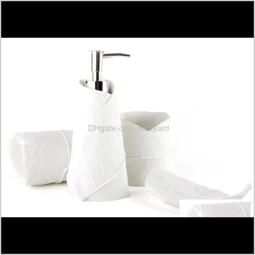  shipping decotalk bathroom accessories set 4 pcs nordic bathroom decoration leaf-shape sandstone hotel wash suite
