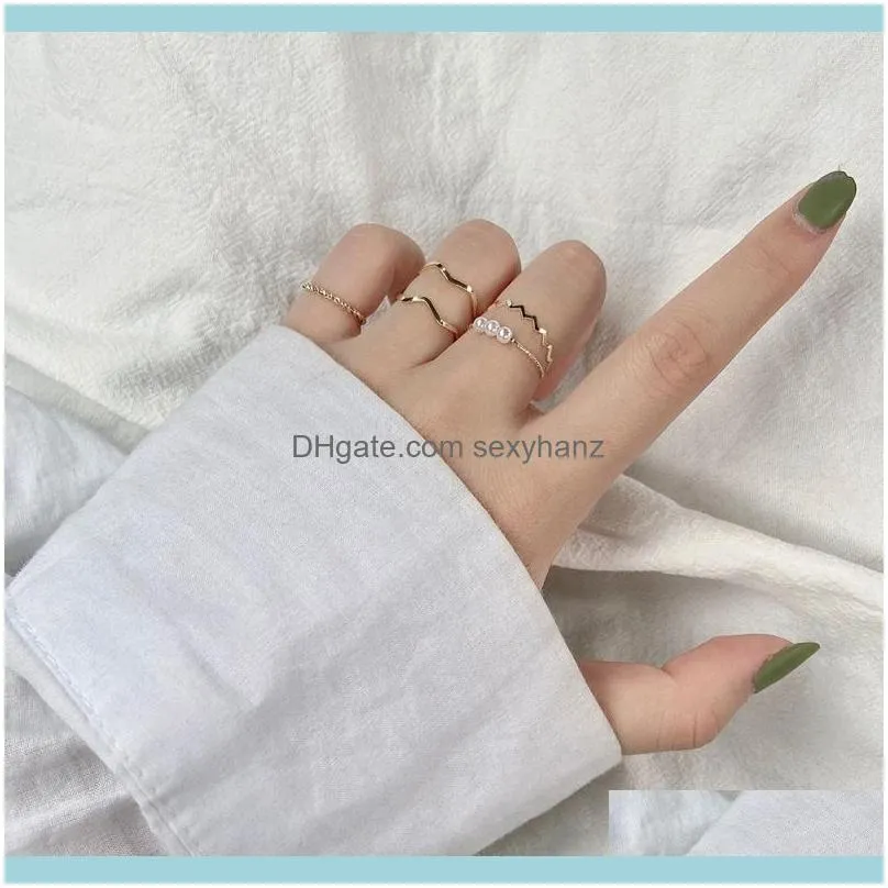 Minimalism Gold Color Round Geometric Finger Rings Set for Women Classic Circle Open Joint Female Jewelry