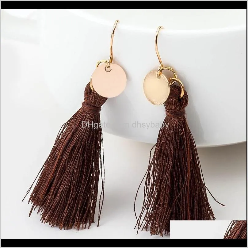 wholesale alloy natural style 3.8cm length simple tassel earring for wedding party jewelry accessories best gift for friend fringed