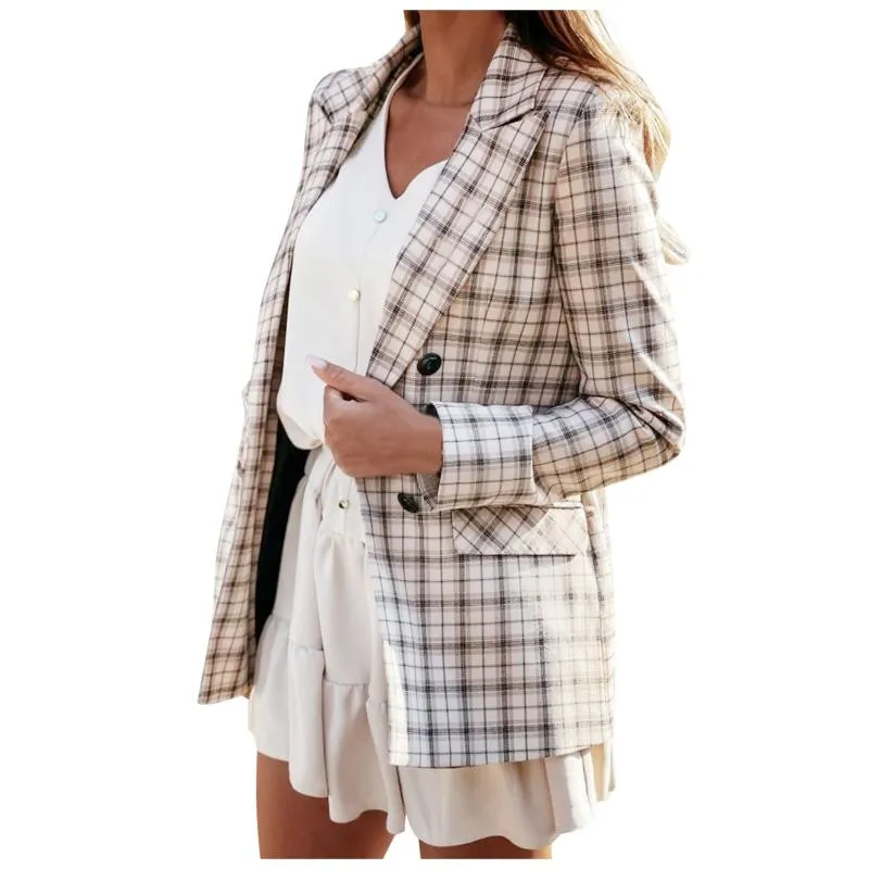 Kadın Ceketler Sonbahar Kış Bayanlar Ve Moda Streetwear Gevşek Takım Ekose Ceket Ceket Chaqueta Mujer # 8