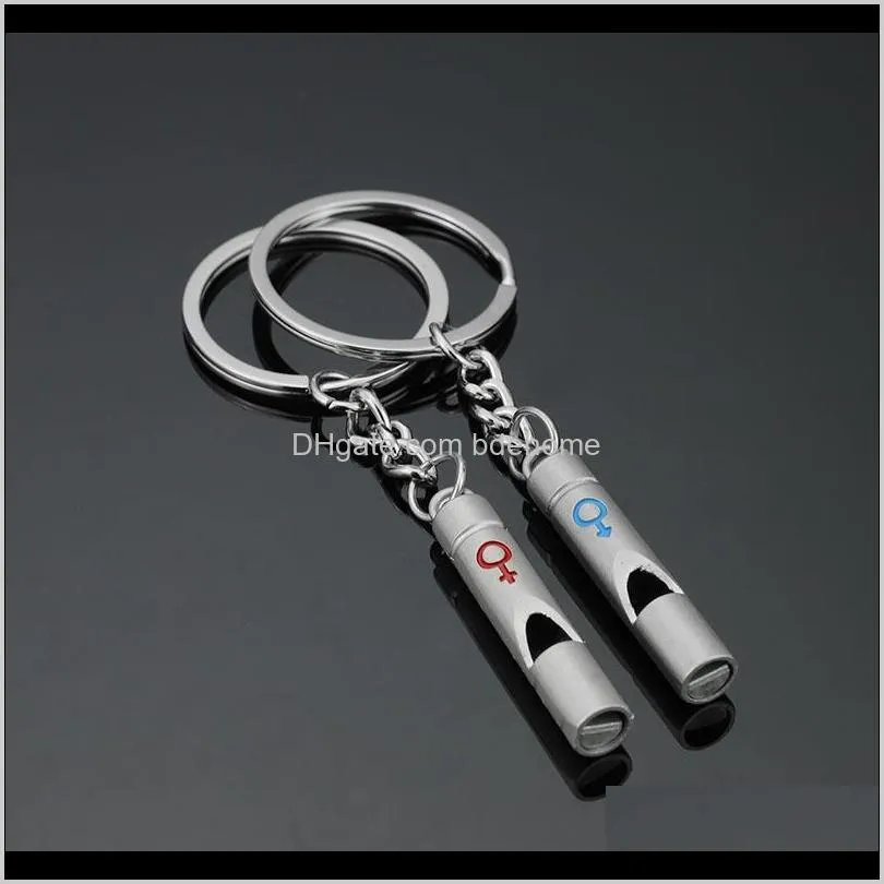 Porte-clés Mode Aessories Drop Livraison 2021 Couple Métal Multifonction Sifflet Pendentif avec porte-clés Porte-clés pour la survie en plein air Emergenc