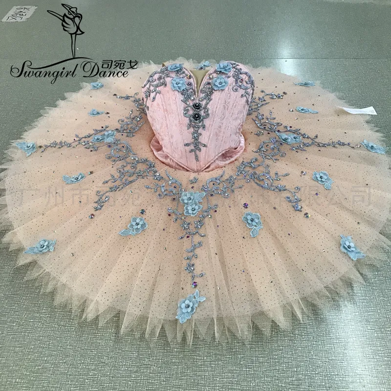 Tutu professionale per bambole fata rosa pesca di alta qualità YAGP Concorrenza Balletto Costumi di scena Pancake Tutu per ragazze BT4002