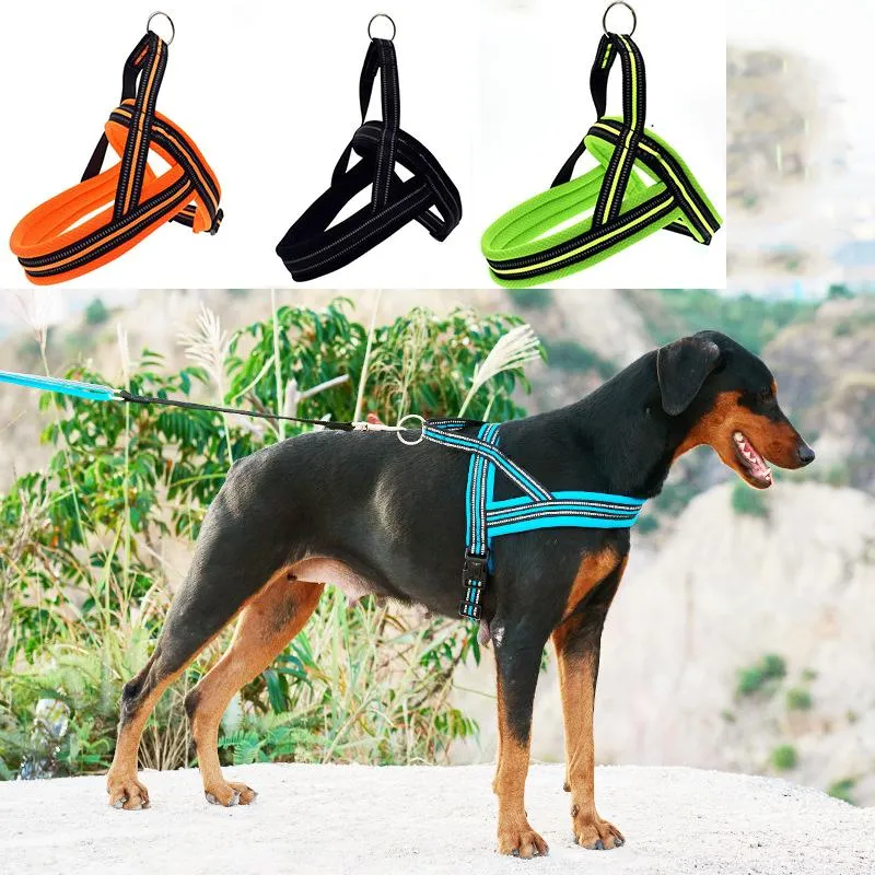 犬の襟のleashes反射ハーネスソフトメッシュパッド入りのペットベスト小さな中小犬のためのハンドル調節可能な胸部ストラップ