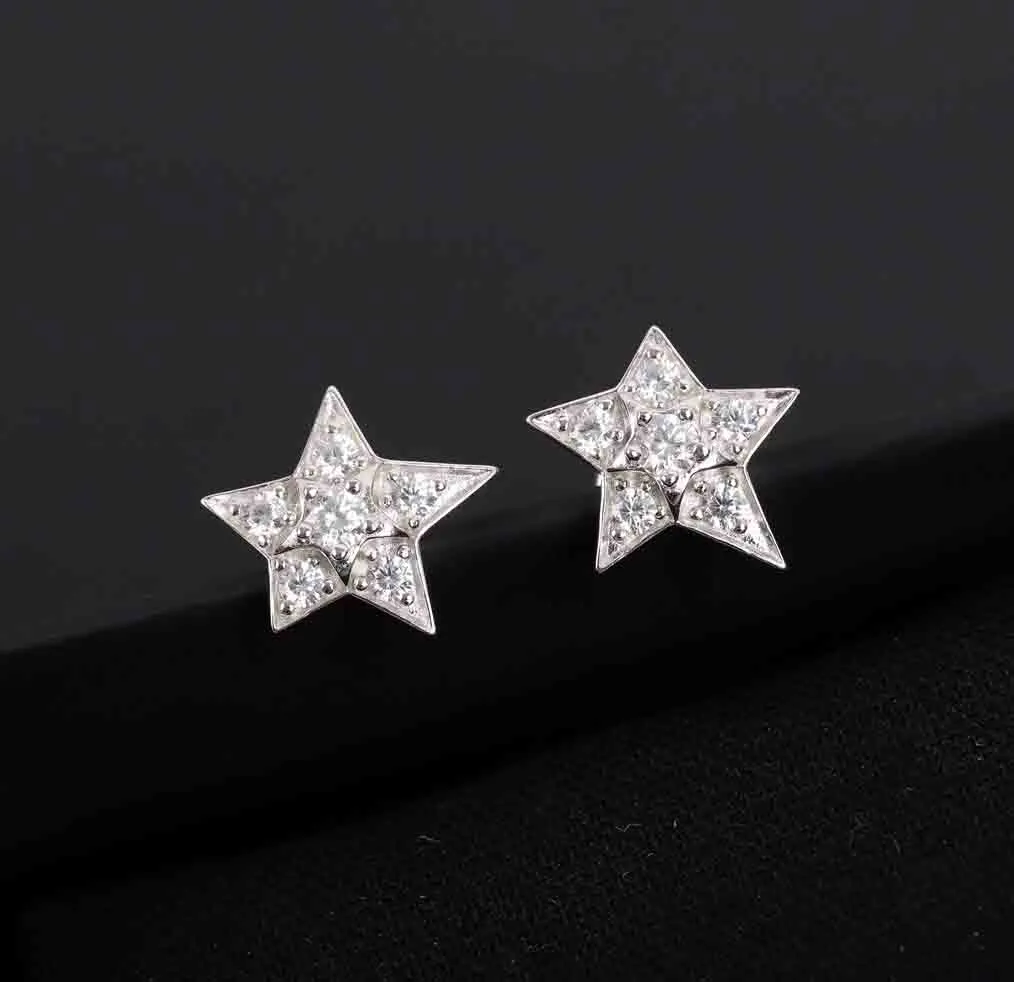925 Sterling Silver Star Stud Earrings with Diamond, Wedding Jewelry  Necklace Set for Women with Box (PS4134)