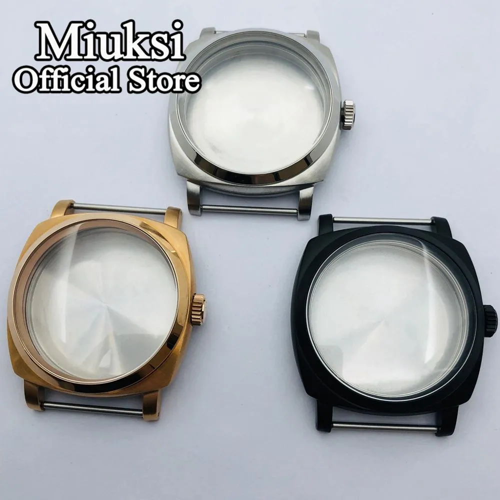 47mm Gümüş Bakır Siyah Paslanmaz Çelik İzle Kılıf Fit ETA 6497 6498 Sea Martı ST36 Hareketi Mens Watch Case