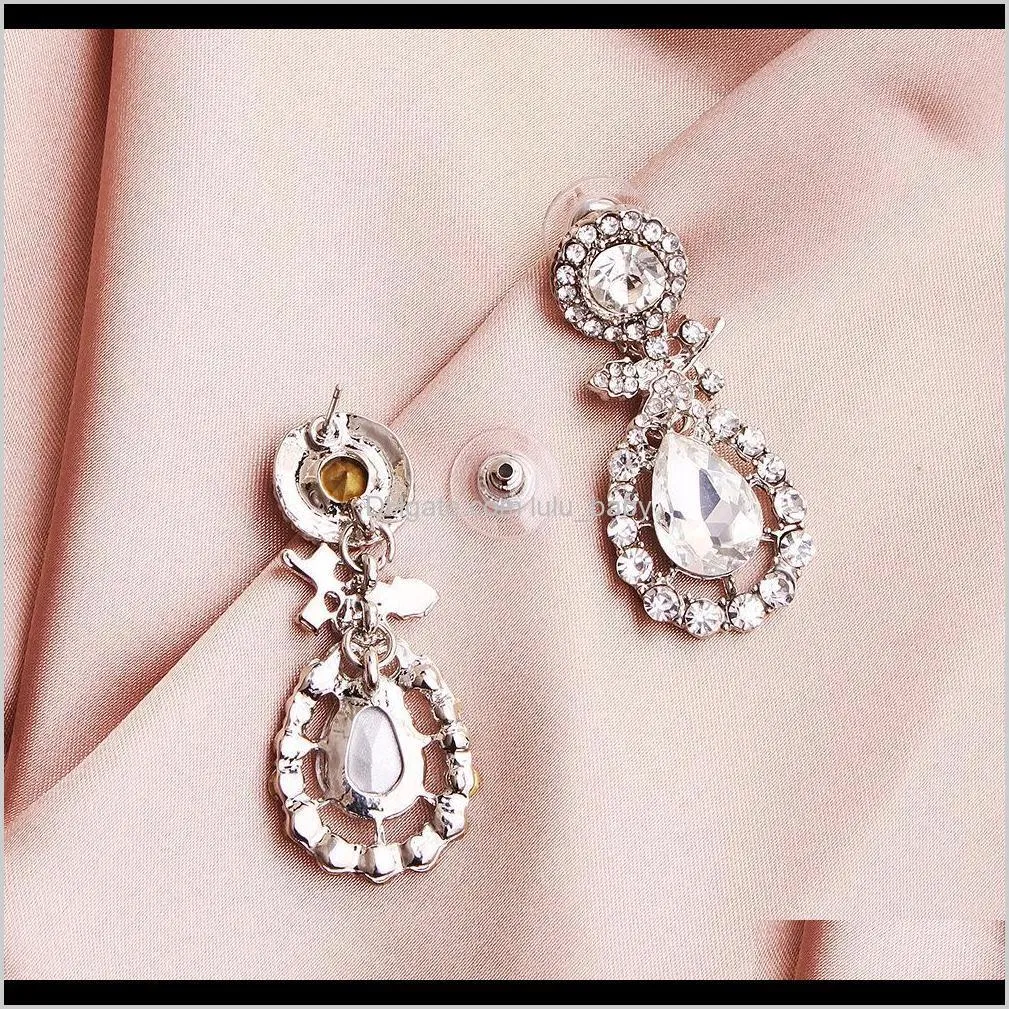 european and american classic stud earrings alloy metal full bling bling dangle earring for girls teardrop wedding party
