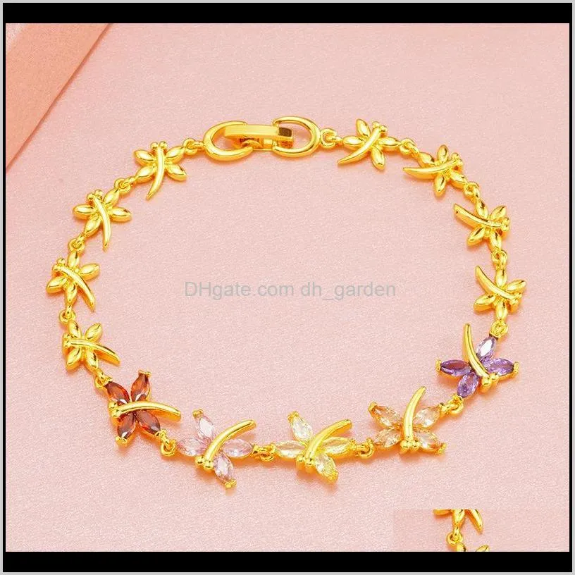 24k gold dubai bracelets for women tiny trendy cubic zirconia crystal butterfly bracelet luxury cz stone bracelet women jewelry1