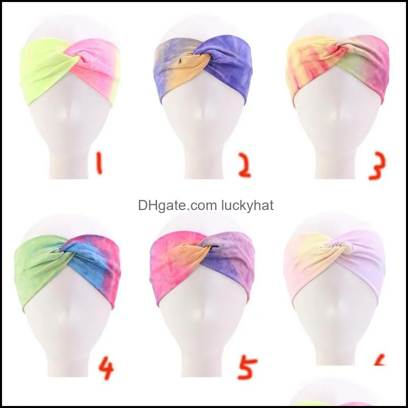 Tie-dye Cotton Elastic Headband For Women Turban Yoga Sports Headwear Ladies Comfortable Head Wrap Hair Accessory New Fashion