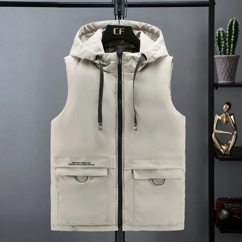 Heren Vesten Winter Down Vest Mannen 2021 Casual Gestraal Mouwloze Jas Plus Size 5XL Warme Overjassen Katoenen Hoodie