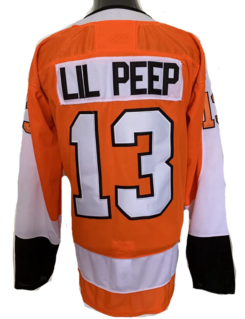 Men s Orange Stitched Hockey Jersey Ryan Ellis 13 Lil Peep Hayes Provorov Lindblom Giroux Konecny Couturier Hart Polyester Breathable