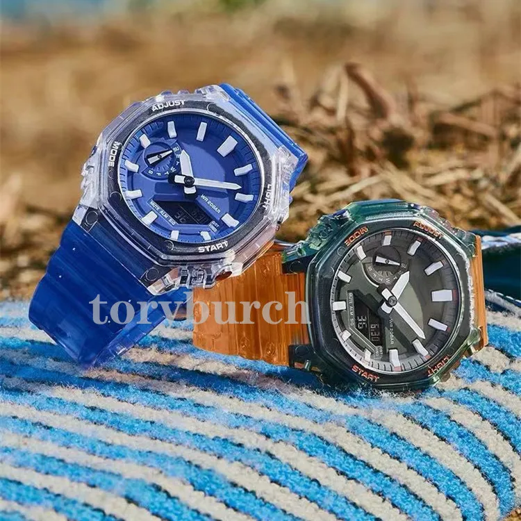 Nueva llegada Serie 2100 Relojes transparentes Pantalla dual Luminoso deportivo casual estudiante de alta calidad todas las funciones funcionan con luz automática Reloj Reloj Hombre reloj de pulsera