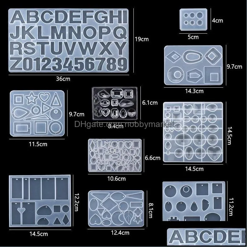 Mixed Style Jewelry Epoxy Casting Molds Tools Set Silicone UV Casting Tools Clay Resin Molds For Jewelry making DIY