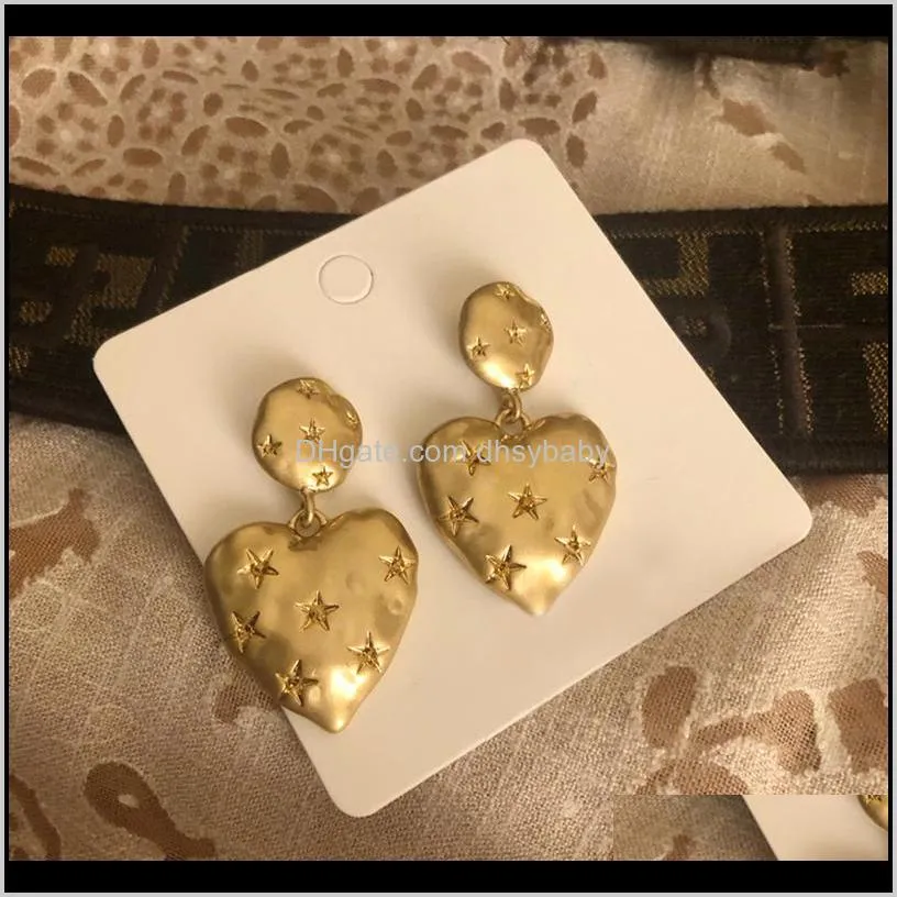 fashion punk style gold color stars drop earring vintage korean party love heart earring statement earrings for women