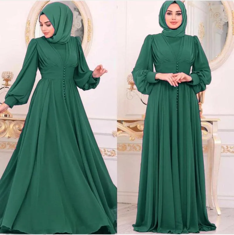 Etnisk Kläder Chiffon Abaya Dubai Muslim Hijab Dress Turkiet Islam Eid Klänningar Abayas för Kvinnor Robe Femme Musulman Kaftan Spring 2021