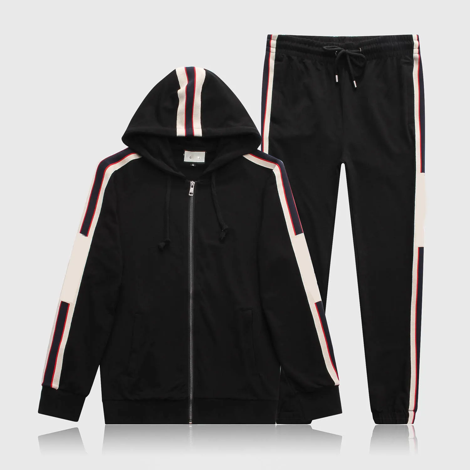 Felpa con cappuccio e felpe da uomo Sportswear Nero Bianco Autunno Inverno Jogger Tuta sportiva Tuta da uomo Tute da ginnastica Set Plus Size M-3XL 418-14