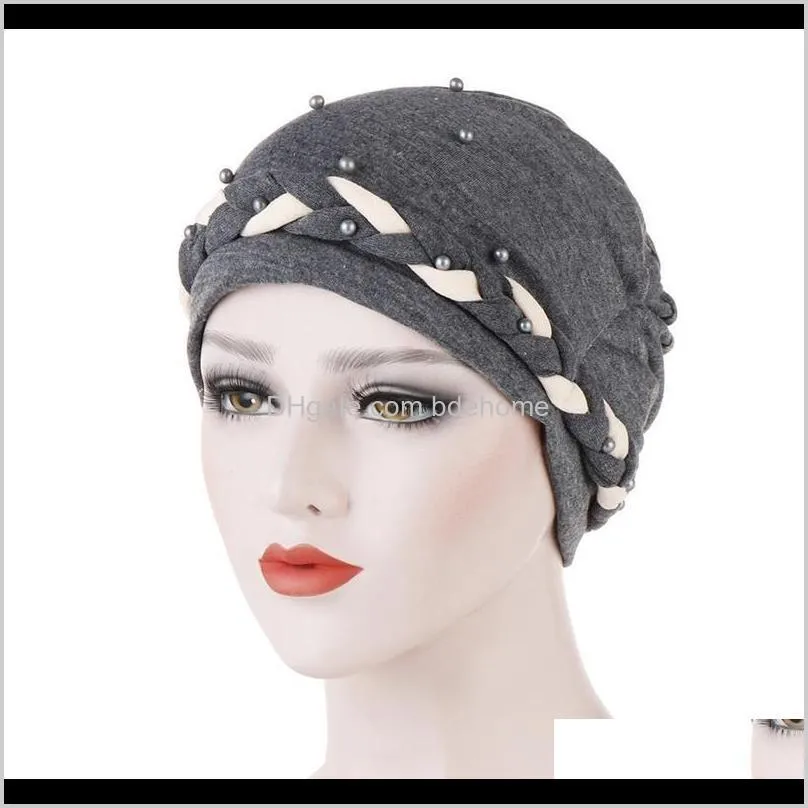 women comfortable twisted braid turban hat hijab cap hair loss head cover headwear hat for home salon