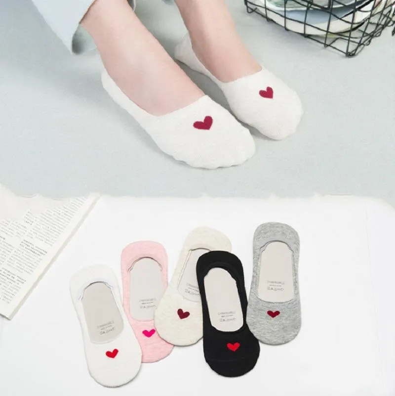 Socks & Hosiery 5 Pairs/Set Women's Ankle Sock Woman Cotton Invisible Asakusa Boat Ladies Korean Non-Slip Fashion With Print Popite