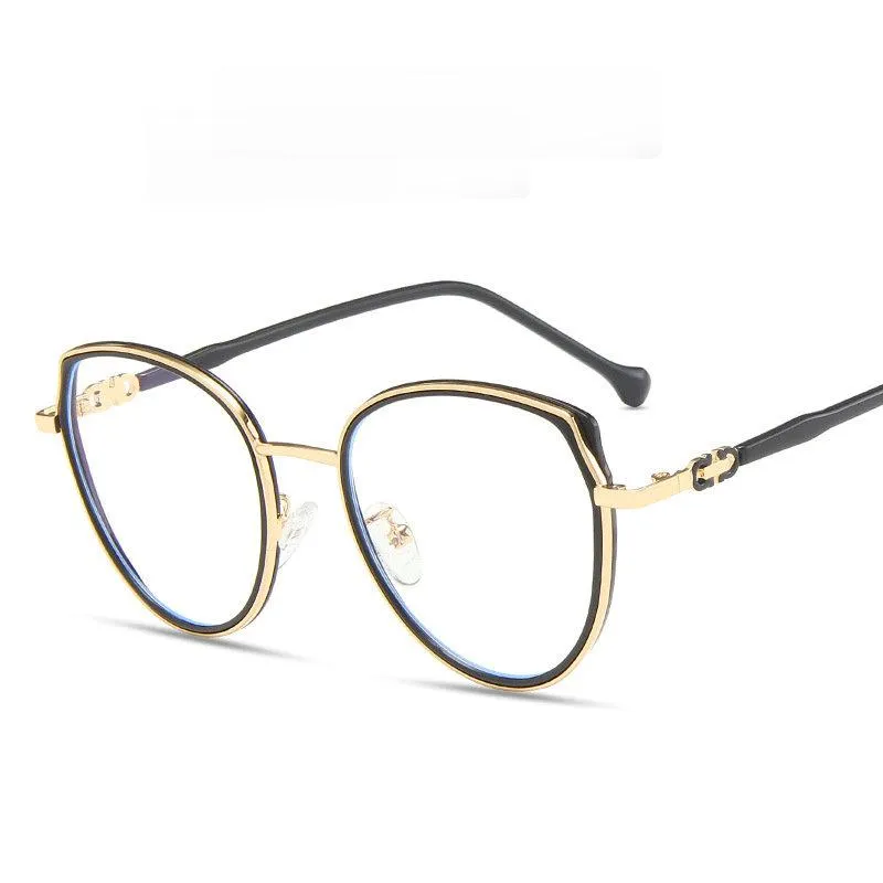 Lunettes de soleil de mode Cadres Vintage Cat Eye Anti-blue Light Metal Lunettes Hommes Femmes Optique Ordinateur