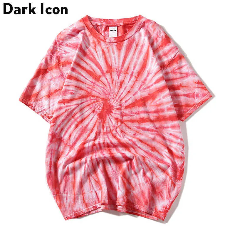 Swirl Tie Dye T-shirt Men Summer Round Neck Hip Hop Tee Shirts Tshirts for Men 5Colors 210603