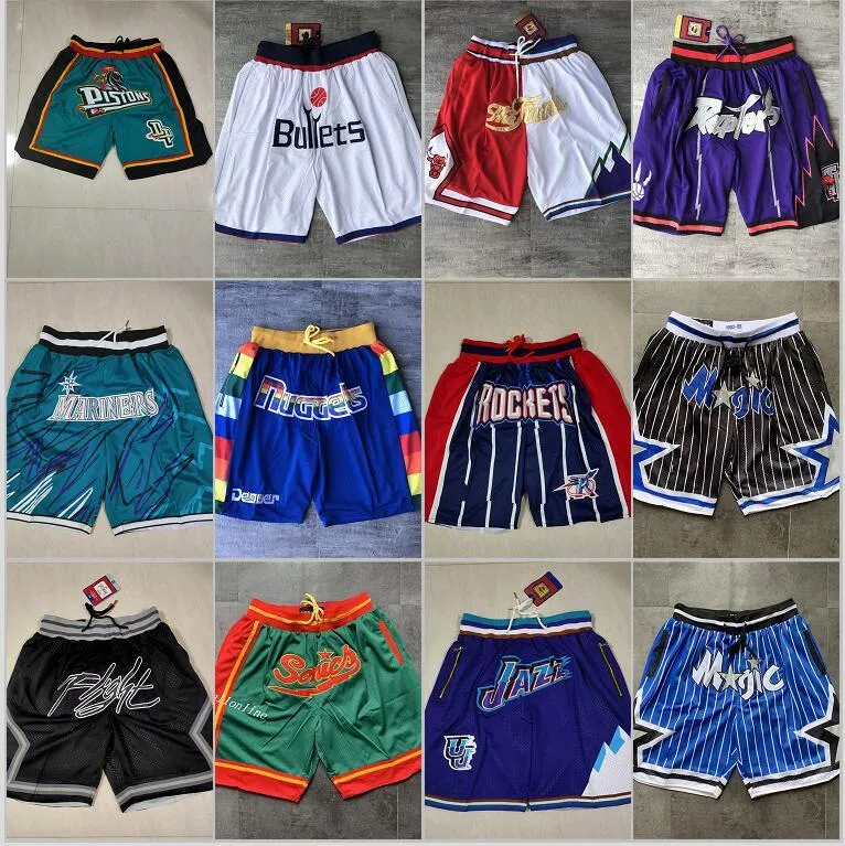 Men's All Team Basketball Short USA Fan's Sport Stitched Shorts Baseball Hip Pop Elastic Waist Pants With Pocket Zipper Sweatpants