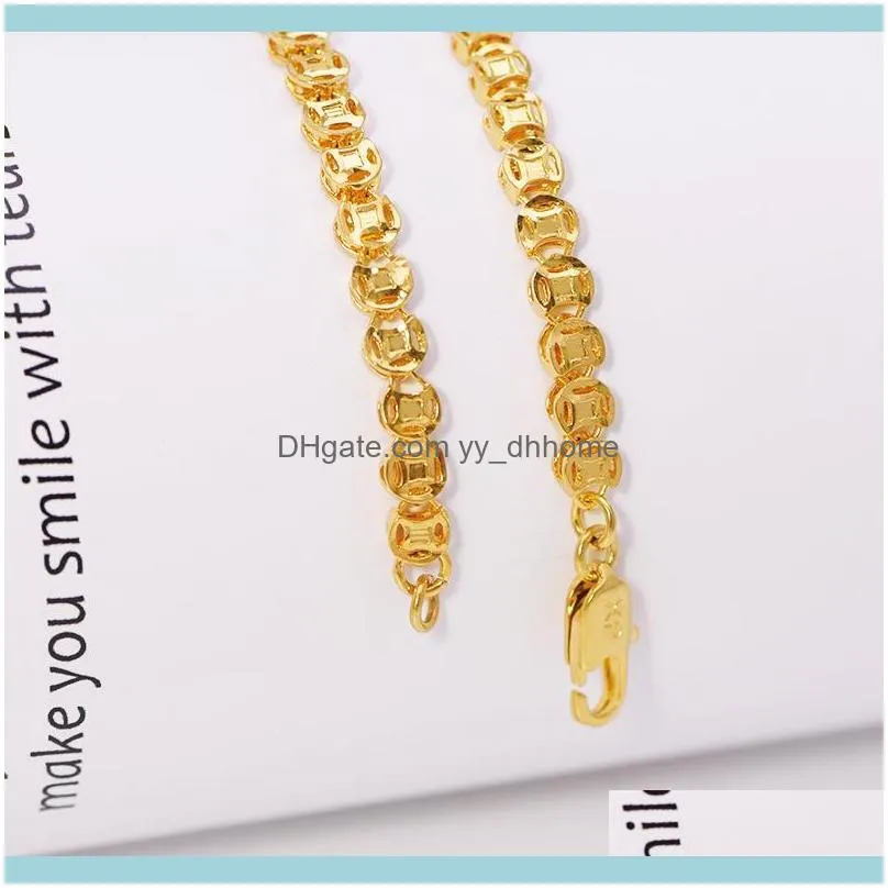MxGxFam ( 50 Cm X 4 Mm ) Imitate Coins Necklaces For Men Women 24 K Pure Gold Color Fashion Jewelry Nickel Free Chains