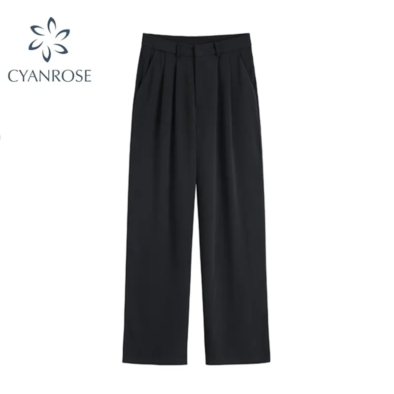 Soft Comfort Women Pants Autumn Casual high waist Solid Color Vertical breathable Womens Trendy Simple Long Suit 210515