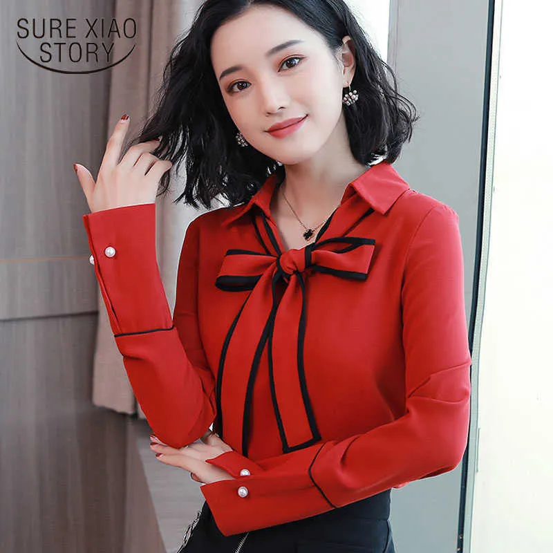 Red chiffon shirt top