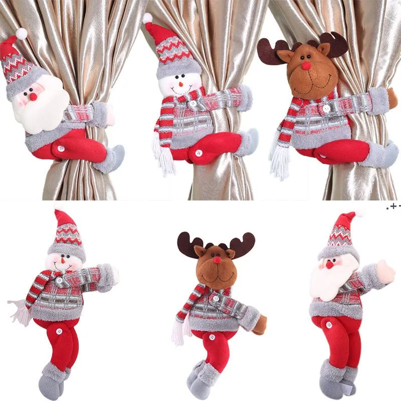 Christmas Decor Creative Curtain Klamra Cartoon Doll Dekoracje Ozdoby Dom Restauracja Dekoracje Santa Okno Wisiorek JJD11268