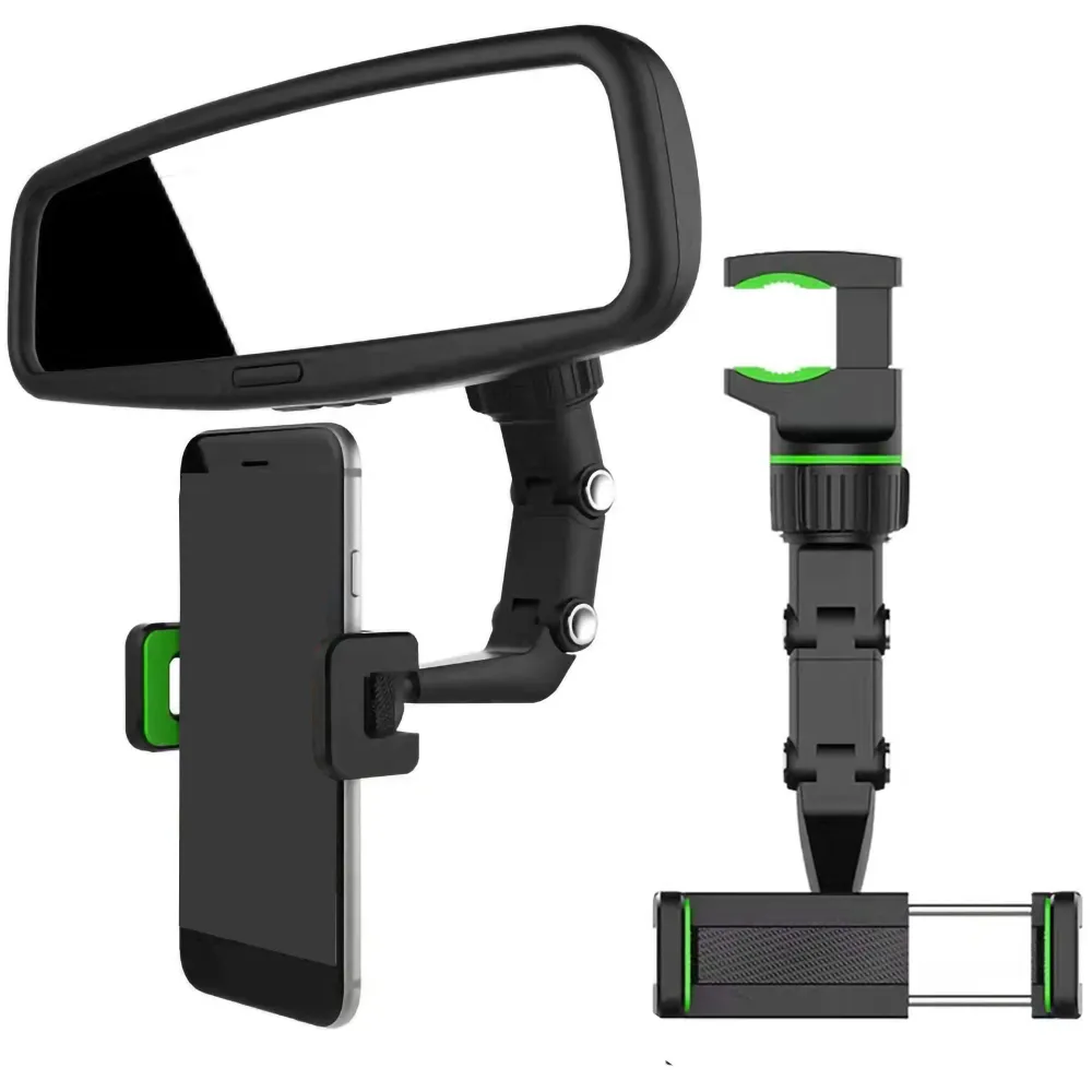 Support de téléphone universel pour rétroviseur de voiture à 360°, support de suspension de rétroviseur de voiture rotatif à 360 degrés multifonctionnel pour smartphones, support GPS