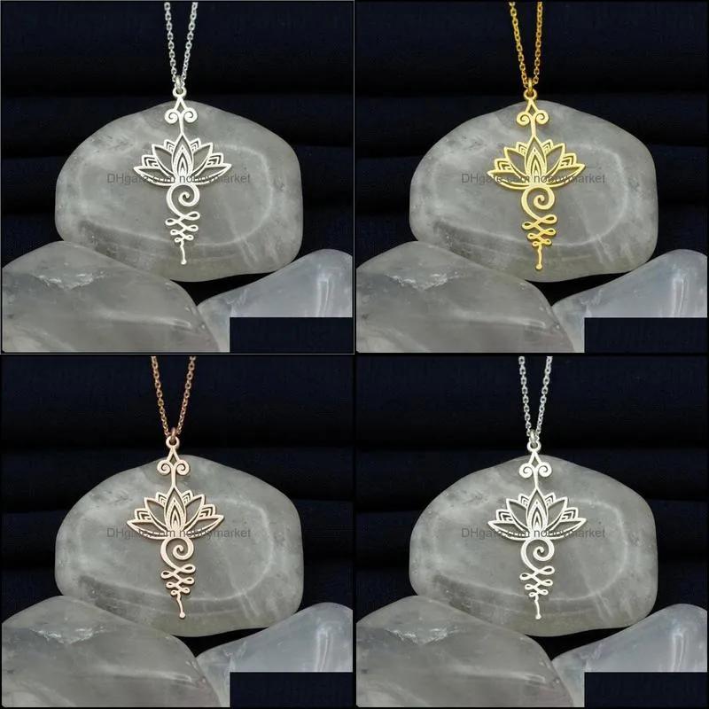 Pendant Necklaces Creativity Unalome Necklace For Women Vintage Metal India Mens With Lotus Flower-Yoga Jewelry 2021