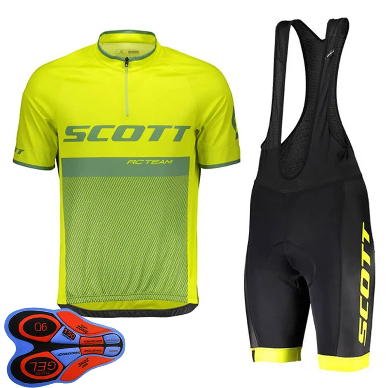 2021 Zomer Scott Team Mens Wielren Jersey Suit Korte Mouw Bike Shirt Bib Broek Sets Sneldrogend Ademend Racing Kleding Maat XXS-6XL Y21041042