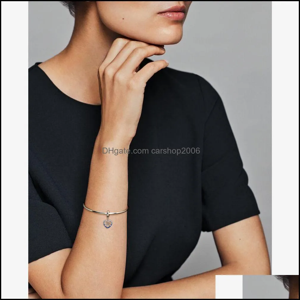 100% 925 Sterling Silver Heart 2020-New-Year Dangle Charms Fit Original European Charm Bracelet Fashion Women DIY Jewelry Accessories