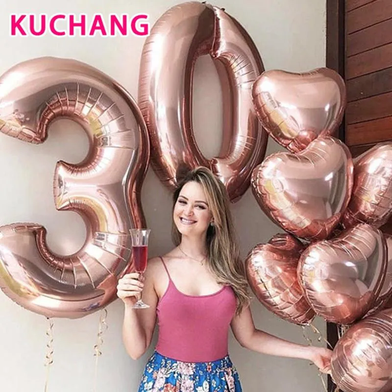 Decoraciones de cumpleaños número 30 para mujer, suministros de fiesta de  globos de 30 cumpleaños de color oro rosa de 40 pulgadas, 94 piezas de