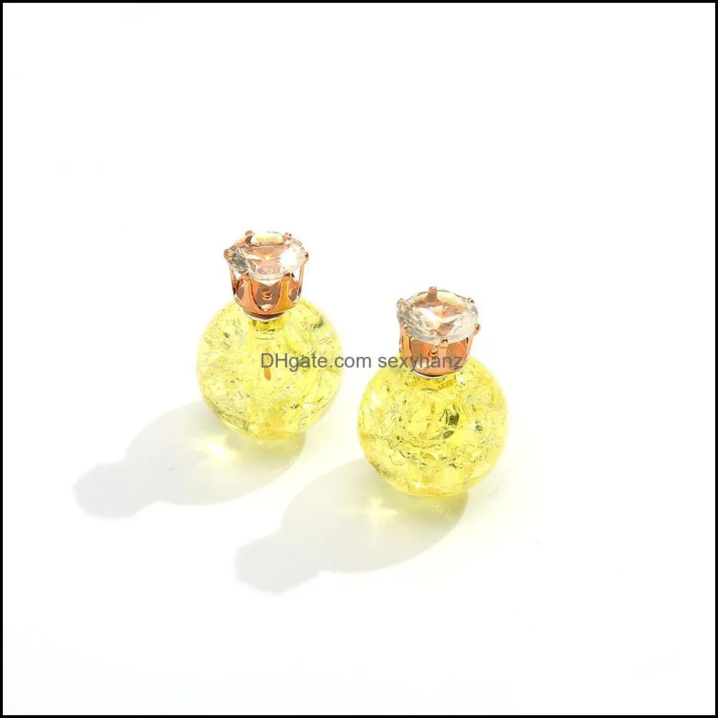 S1869 Hot Europe Fashion Jewelry Cute Glass Ball Earrings Double-sided Rhinstone Stud Earrings