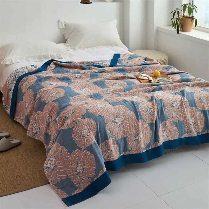 Japanska kasta filt bomullsgashandduk fyra årstider sängkläder mjuk fritid filt singel dubbel sovsal soffa täcker 211122