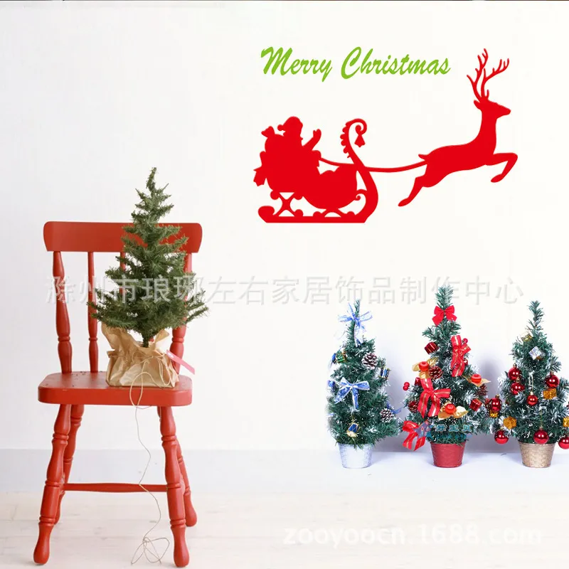 New Hot Deer Merry Christmas Wall Stickers Heminredning Vattentät flyttbar 210420