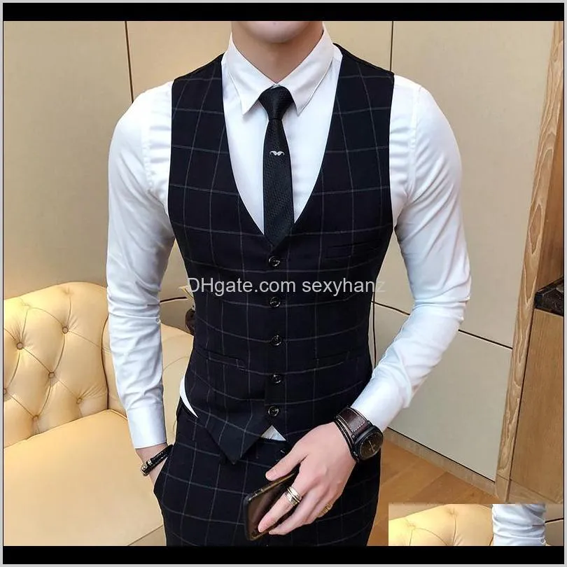 plaid suit vest mens business casual fashion vest waistcoat men slim fit fashion vests 4xl - s