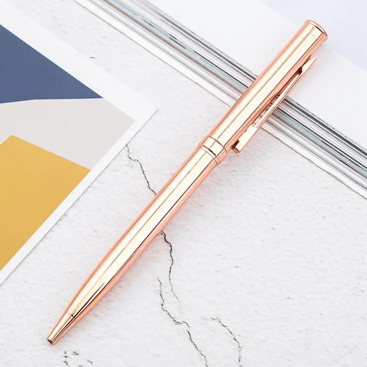 NEW Rainbow Rose Gold Metal Ballpoint Pen Student Teacher Writing Gift Advertising Signature Business Pen Stationery Office Supplies WLL119