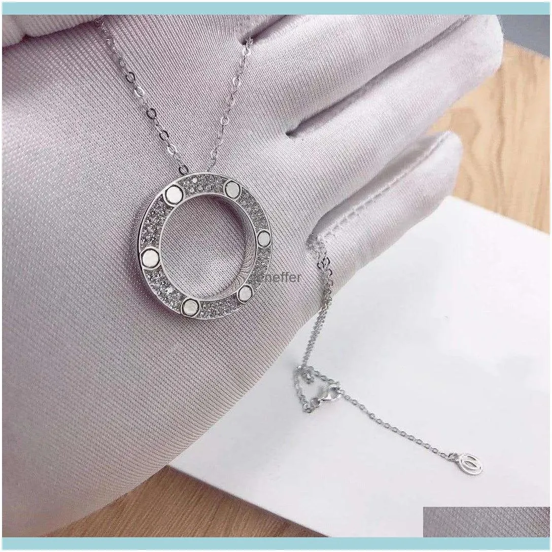 full cz stainless steel love necklaces & pendants fashion choker necklace women men Lover neckalce jewelry gift with velvet bag