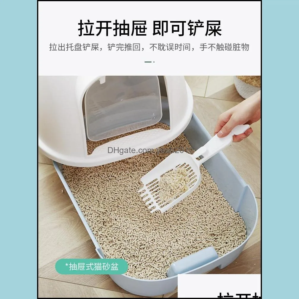Fully Enclosed Cat Litter Box Plastic Extra Large Bedpans Supplies Cats Toilet Areneros Para Gatos Pet Products BN50LB Other