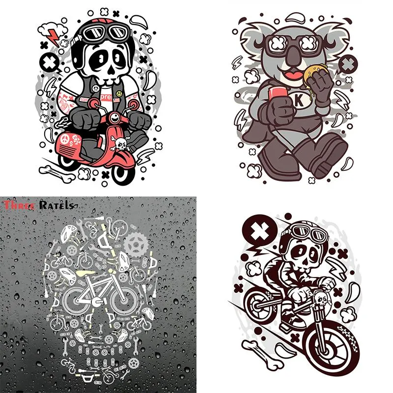 Adesivi murali Tre Ratels QC522 Personaggio dei cartoni animati punk Illustrazione Adesivo animale per decalcomania per laptop per cofano auto da bagno