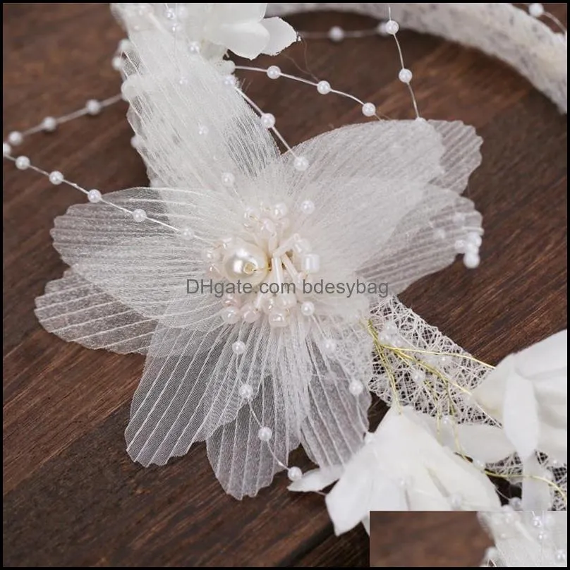 Other Bride Wedding Headdress Super Fairy Sweet Pearl Handmade Hairband Lace Accessories Romantic