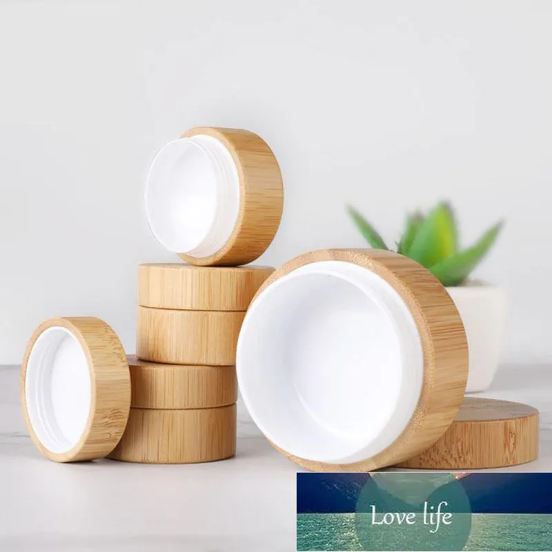10st 5g / 10g / 30g / 50g tomt naturlig bambu kosmetisk burk påfyllningsflaskor Travel Face Cream Pots lotionflaskor Makeup Containers fabrikspris Expert designkvalitet