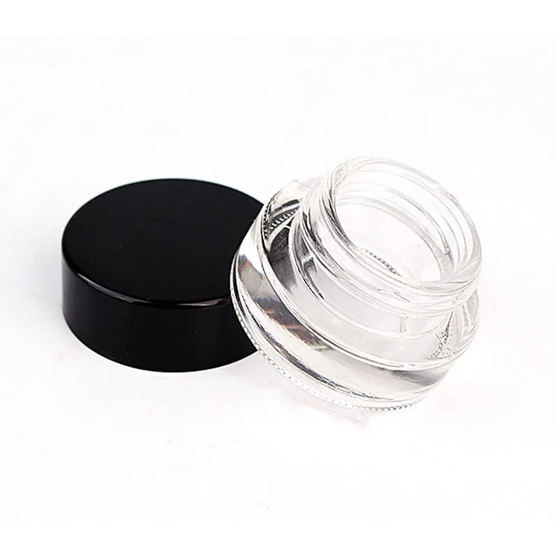 Glass Bottle 3G Clear Cube Wax Oil Concertrate Dab Jar Cosmetic Container With Black Cap